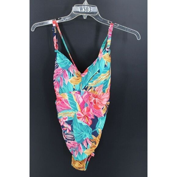 KONA SOL 16W FLORAL PRINT BRAIDED BACK ONE PIECE SWIMSUIT - Picture 9 of 9